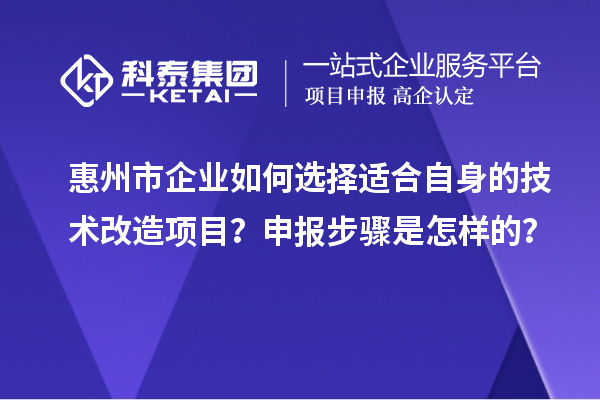 惠州市企业如何选择适合自身的技术改造项目？申报步骤是怎样的？