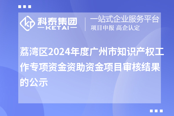 荔湾区2024年度广州市知识产权工作专项资金资助资金项目审核结果的公示